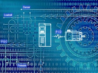 速度與張力控制迴路示意:Loadcell、Dancer、PID、變頻器與馬達